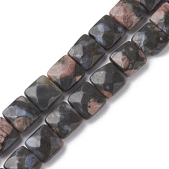 Natural Glaucophane Beads Strands, Faceted Square, 10x10x5mm, Hole: 1.2mm, about 20pcs/strand, 7.95''(20.2cm)