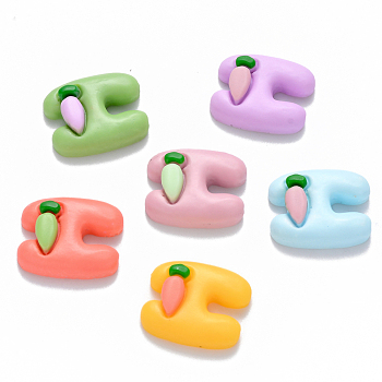 Resin Cabochons, Letter H with Carrot, Mixed Color, 20x17x6mm