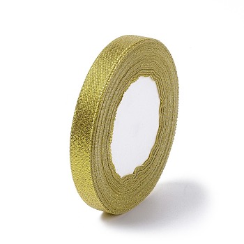 Glitter Metallic Ribbon, Sparkle Ribbon, DIY Material for Organza Bow, Double Sided, Golden Color, Size: about 12mm wide, 25 yards/roll, 10rolls/group, 250yards/group