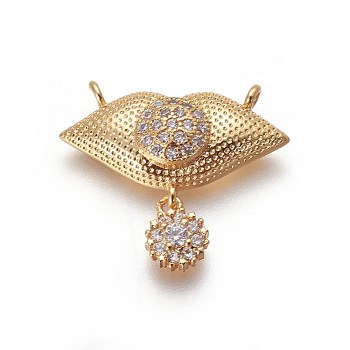 Brass Micro Pave Cubic Zirconia Pendants, Lips, Clear, Golden, 20x22.5x5mm, Hole: 1.5mm
