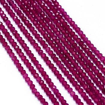 Natural Jade Bead Strands, Faceted, Dyed, Round, 2.5x2mm, Hole: 0.5mm, about 175pcs/strand, 13.3 inch(340mm)