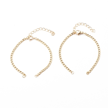 2Pcs 304 Stainless Steel Twisted Chain Bracelet Making, with Clasps and Jump Rings, Golden, 6-1/8 inch(15.5cm), 2pcs/set