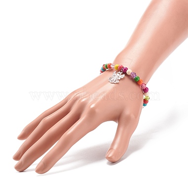 Ensemble de bracelets extensibles en perles synthétiques turquoise (teint) et acrylique de style 6pcs 6(BJEW-JB08627)-6