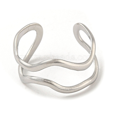 304 Stainless Steel Open Cuff Ring(RJEW-C067-13P)-2