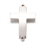 Non-Tarnish 201 Stainless Steel Links connectors, Latin Sideways Cross, Stainless Steel Color, 25x14.5x1mm, Hole: 1mm(X-STAS-S059-18B)