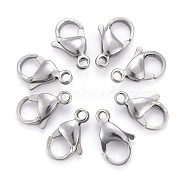 304 Stainless Steel Lobster Claw Clasps, Parrot Trigger Clasps, Stainless Steel Color, 15x9.5x4mm, Hole: 1.6mm(STAS-F182-01P-A)