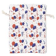 Christmas Theme Cloth Printed Storage Bags, Drawstring Bags, Rectangle, White, 20x15x0.4cm(ABAG-F010-02C-06)