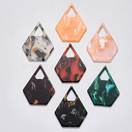 Cellulose Acetate(Resin) Pendants, Pentagon, Mixed Color, 41.5x32.5x2mm, Hole: 11x10mm(KY-S158-54-M)