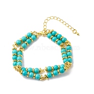 Synthetic Turquoise Beaded Double Line Multi-strand Bracelet, Gemstone Jewelry for Women, 7-1/2 inch(19.2cm)(BJEW-JB08668)