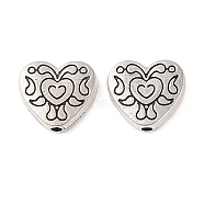 Tibetan Style Alloy Beads, Cadmium Free & Lead Free, Heart, Antique Silver, 10x11x3.2mm, Hole: 1.5mm, about 671pcs/1000g(FIND-C060-001AS)