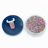 50g Rainbow Mixed Translucence DIY 3D Nail Art Decoration Mini Glass Beads, Tiny Caviar Nail Beads, Mixed Color, 0.6~1.5mm(MRMJ-N001-01)
