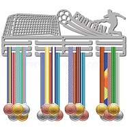 Fashion Iron Medal Hanger Holder Display Wall Rack, 3 Lines, with Screws, Football, 150x400mm, Hole: 5mm(ODIS-WH0023-085)