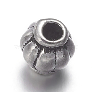 Tibetan Silver Spacer Beads, Lead Free & Cadmium Free, Barrel, Antique Silver, about 4mm in diameter, hole: 1mm(A575)