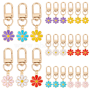 Elite Alloy Enamel Keychain, with Zinc Alloy Swivel Clasps and 304 Stainless Steel Jump Rings, Daisy, Mixed Color, 5.3cm, 6pcs/set, 4 sets/box(KEYC-PH0001-61)