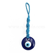 Plastic Turkey Evil Eye Pendants Decorations, Braided Thread for Home Car Hanging Ornaments, Blue, 137mm(PW23040417093)