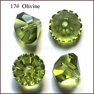 Imitation Austrian Crystal Beads, Grade AAA, Faceted, Diamond, Yellow Green, 9.5~10x7~8mm, Hole: 0.9~1mm(SWAR-F075-10mm-17)