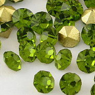 Grade A Glass Pointed Back Chaton Rhinestones, Back Plated, Diamond, Olivine, 3.3~3.4mm, about 144pcs/gross(RGLA-PP26-10A)