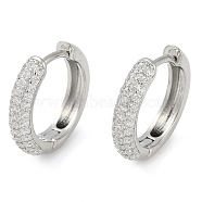 Rack Plating Ring Brass Micro Pave Cubic Zirconia Hoop Earrings, Long-Lasting Plated, Lead Free & Cadmium Free, Real 18K Gold Plated, Clear, 19x4mm(EJEW-Z059-12P-01)