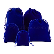 5 Style Rectangle Velvet Pouches, Candy Gift Bags Christmas Party Wedding Favors Bags, Dark Blue, 40pcs/bag(TP-LS0001-01E)