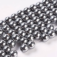 Synthetic Magnetic Hematite Beads Strands, Round, Platinum Plated, 8mm, Hole: 1mm, about 55pcs/strand(G-H1098-1)