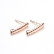 Ion Plating(IP) 304 Stainless Steel Stud Earring Findings, with Loop, Rose Gold, 15x3x1mm, Hole: 1.8mm, Pin: 0.8mm, 100pcs/bag(STAS-H467-05RG)