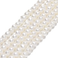 Natural Cultured Freshwater Pearl Beads Strands, Potato, Beige, 4.5~5x5.5~6x5~5.5mm, Hole: 0.7mm, about 75~76pcs/strand, 13.78~13.86 inch(35~35.2cm)(PEAR-F018-15-01)
