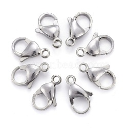 Tarnish Resistant 304 Stainless Steel Lobster Claw Clasps, Parrot Trigger Clasps, Stainless Steel Color, 15x9.5x4mm, Hole: 1.6mm(STAS-F182-01P-A)