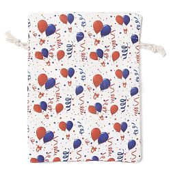 Christmas Theme Cloth Printed Storage Bags, Drawstring Bags, Rectangle, White, 20x15x0.4cm(ABAG-F010-02C-06)