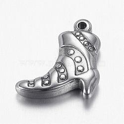201 Stainless Steel Charms, Boot, Stainless Steel Color, 15x14x3.5mm, Hole: 1mm(STAS-G108-35)