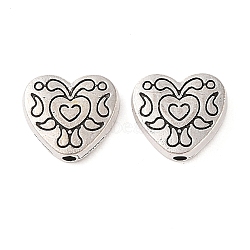 Tibetan Style Alloy Beads, Cadmium Free & Lead Free, Heart, Antique Silver, 10x11x3.2mm, Hole: 1.5mm, about 671pcs/1000g(FIND-C060-001AS)