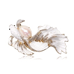 Koi Fish Enamel Pin, Alloy Rhinestone Brooch for Backpack Clothes, Blanched Almond, 100x58mm(PW-WGFB275-02)