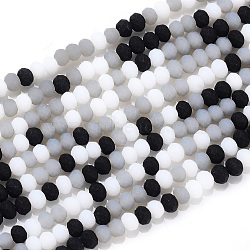 Faceted Glass Beads Strands, Frosted, Rondelle, Black, 2.5~3.2x1.8~2.6mm, Hole: 0.8mm, about 185~186pcs/Strand, 15.55~15.75 inch(39.5~40cm)(GLAA-F106-B-F08)