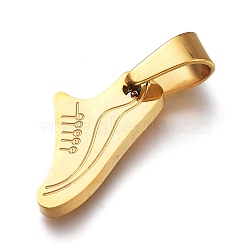 304 Stainless Steel Pendants, Shoes, Golden, 16x9.3x1.8mm, Hole: 5.5mm(STAS-H106-07G)