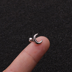 316L Surgical Stainless Steel Moon Cartilage Earrings, Stainless Steel Color, 6mm, Pin: 1.2mm(WG9CD6D-17)