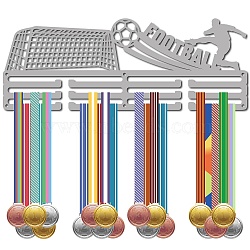 Fashion Iron Medal Hanger Holder Display Wall Rack, 3 Lines, with Screws, Football, 150x400mm, Hole: 5mm(ODIS-WH0023-085)