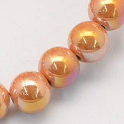 Handmade Porcelain Round Beads, AB Color Plated, Goldenrod, 9mm, Hole: 2mm(PORC-S490-8mm-11)