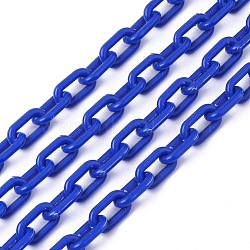 Opaque Acrylic Cable Chains, Oval, Blue, 13x8x2mm, 19.68 inch(50cm)/strand(X-SACR-N010-002B)