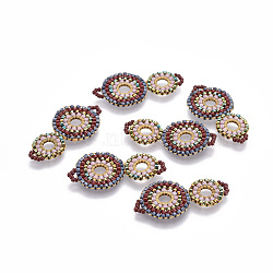 MIYUKI & TOHO Handmade Japanese Seed Beads Links, Loom Pattern, Cucurbit, Colorful, 32~33x17x1.5~2mm, Hole: 2mm(SEED-A027-G07)