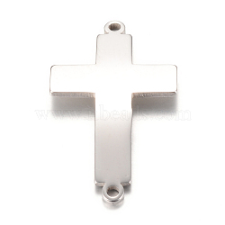 201 Stainless Steel Links connectors, Latin Sideways Cross, Stainless Steel Color, 25x14.5x1mm, Hole: 1mm(X-STAS-S059-18B)