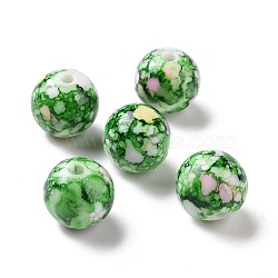 Printed Opaque Acrylic Beads, Round, Green, 11~11.5mm, Hole: 2mm, 520pcs/500g(OACR-P013-07)