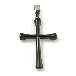 304 Stainless Steel Pendants, Cross Charm, Black, 27x17.5x3mm, Hole: 5x2.5mm(STAS-F307-19EB)