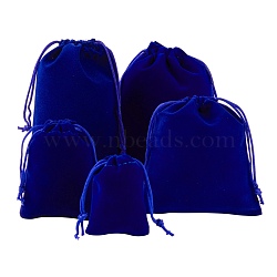 5 Style Rectangle Velvet Pouches, Candy Gift Bags Christmas Party Wedding Favors Bags, Dark Blue, 40pcs/bag(TP-LS0001-01E)
