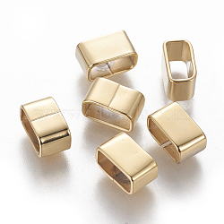 201 Stainless Steel Slide Charms/Slider Beads, For Leather Cord Bracelets Making, Rectangle, Golden, 10x6x5.5mm, Hole: 4x8.5mm(STAS-L233-061G)