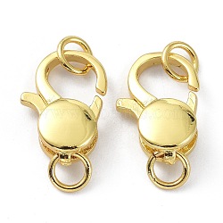 Brass Lobster Claw Clasps, with Jump Ring, Long-Lasting Plated, Parrot Trigger Clasps, Real 18K Gold Plated, 14x10.5x5mm, Hole: 3mm(KK-B046-04G)