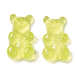 Resin Cabochons, Bear, Lawn Green, 12.5x7x4mm(CRES-N007-32F)