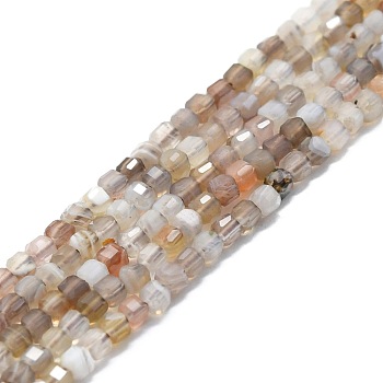 Natural Botswana Agate Beads Strands, Faceted, Cube, 2x2x2mm, Hole: 0.6mm, about 182pcs/strand, 15.16''~15.55''(38.5~39.5cm)