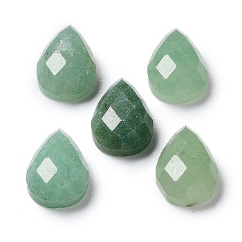 Natural Green Aventurine Cabochons, Faceted Teardrop, 12.5~13x8.5~9x4.5~5mm