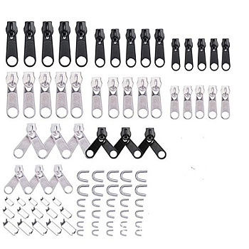84pcs Zipper Repair Kit, Zipper Replacement Head, Zipper Puller, Garment Accessories, Mixed Color, 8.5~14.5x7~11.5mm, 20.5~33mm, 84pcs/set