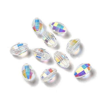 Glass Imitation Austrian Crystal Beads, Faceted, Oval, Clear AB, 9.5x5.5x6mm, Hole: 1mm