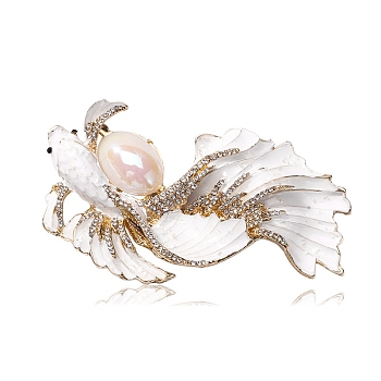 Koi Fish Enamel Pin, Alloy Rhinestone Brooch for Backpack Clothes, Blanched Almond, 100x58mm